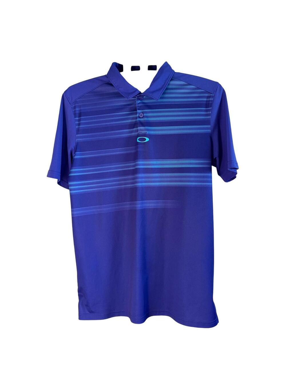 Oakley Men's Polo Shirt – Size Large – Blue Stripe – Regular Fit